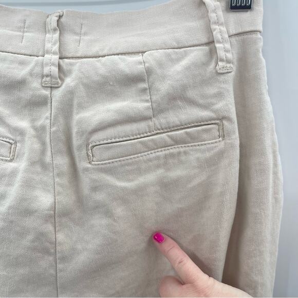 Evereve Marion Linen Blend Neutral Tone Wide Leg High Rise Trouser Pants Size 26 - Picture 14 of 14